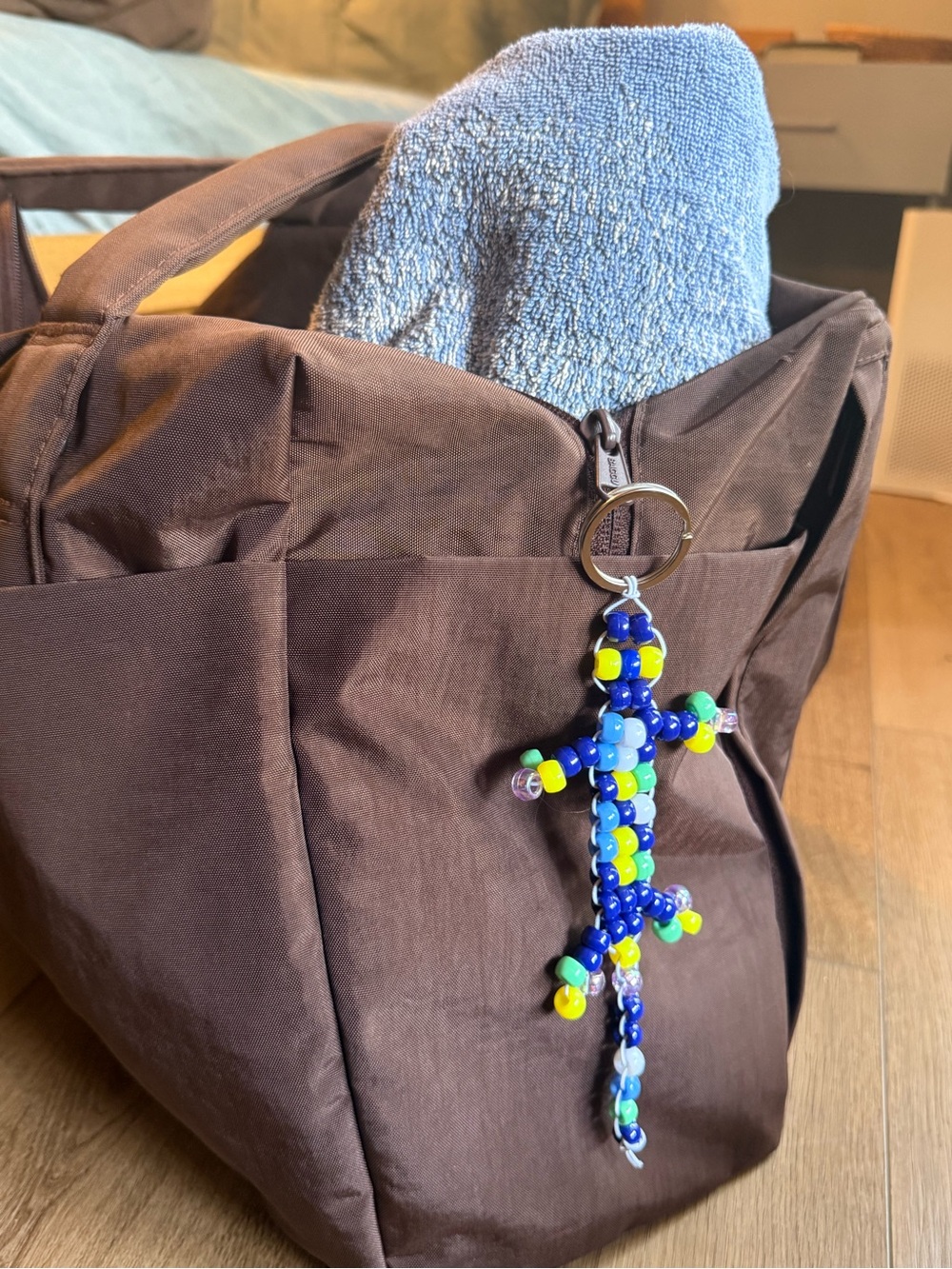 Beaded Lizard Keychain - Blue, Yellow, Green